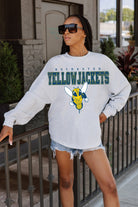 ROCHESTER YELLOWJACKETS BIG GOALS DROP SHOULDER LONG SLEEVE TEE WITH RIBBED NECKLINE AND CUFFS