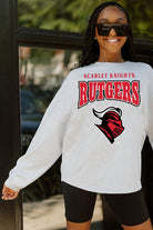 RUTGERS SCARLET KNIGHTS FIGHTING SPIRIT DROP SHOULDER LONG SLEEVE TEE WITH RIBBED NECKLINE AND CUFFS