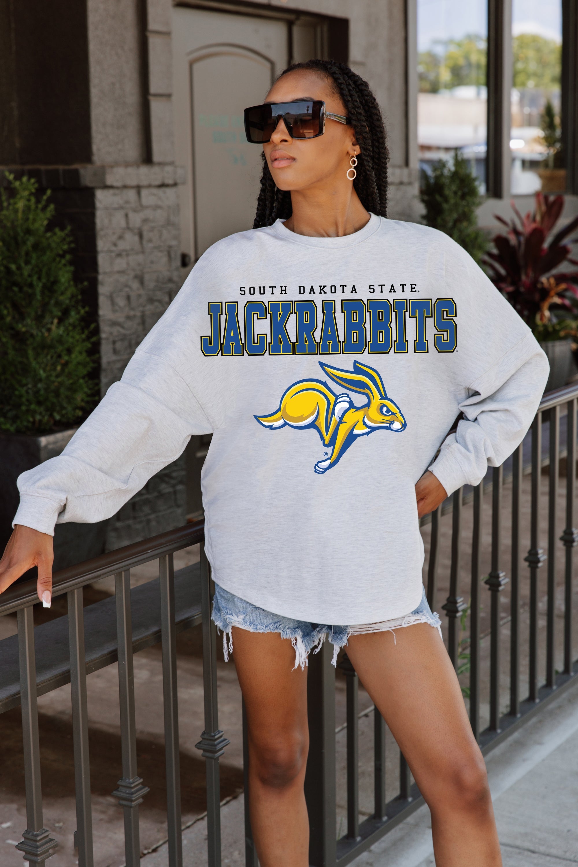 SOUTH DAKOTA STATE JACKRABBITS BIG GOALS DROP SHOULDER LONG SLEEVE TEE WITH RIBBED NECKLINE AND CUFFS