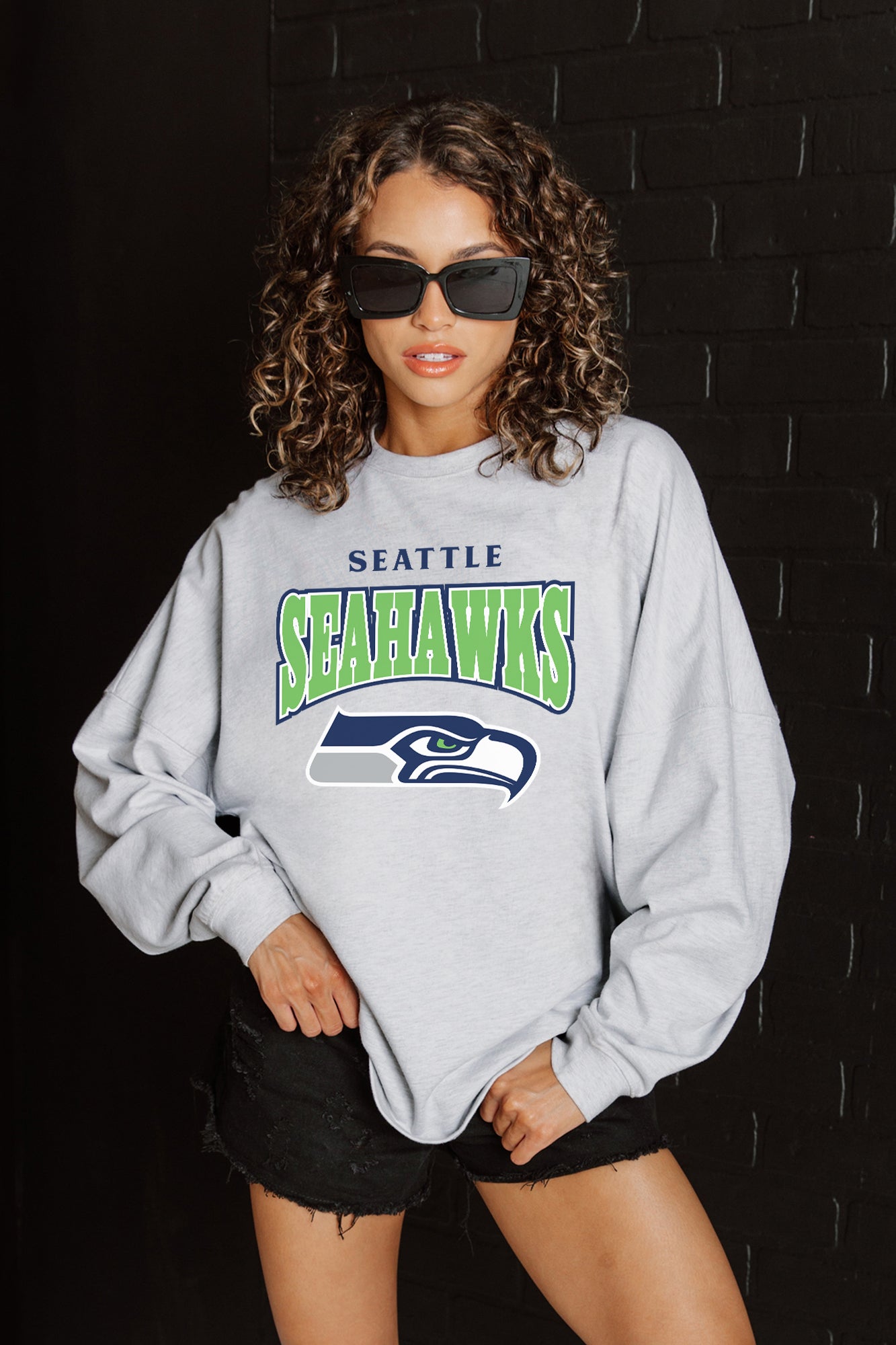 SEATTLE SEAHAWKS FIGHTING SPIRIT RELAXED FIT HEATHERED LONG SLEEVE FRENCH TERRY PULLOVER