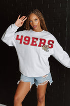 SAN FRANCISCO 49ERS READY TO RALLY RELAXED FIT HEATHERED LONG SLEEVE FRENCH TERRY PULLOVER