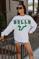 SOUTH FLORIDA BULLS BIG GOALS DROP SHOULDER LONG SLEEVE TEE WITH RIBBED NECKLINE AND CUFFS