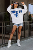 SETON HALL PIRATES BIG GOALS DROP SHOULDER LONG SLEEVE TEE WITH RIBBED NECKLINE AND CUFFS