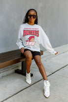 SACRED HEART PIONEERS FIGHTING SPIRIT DROP SHOULDER LONG SLEEVE TEE WITH RIBBED NECKLINE AND CUFFS