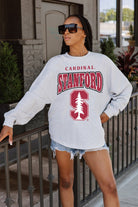 STANFORD CARDINAL FIGHTING SPIRIT DROP SHOULDER LONG SLEEVE TEE WITH RIBBED NECKLINE AND CUFFS