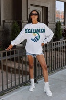 SALVE SEAHAWKS BIG GOALS DROP SHOULDER LONG SLEEVE TEE WITH RIBBED NECKLINE AND CUFFS