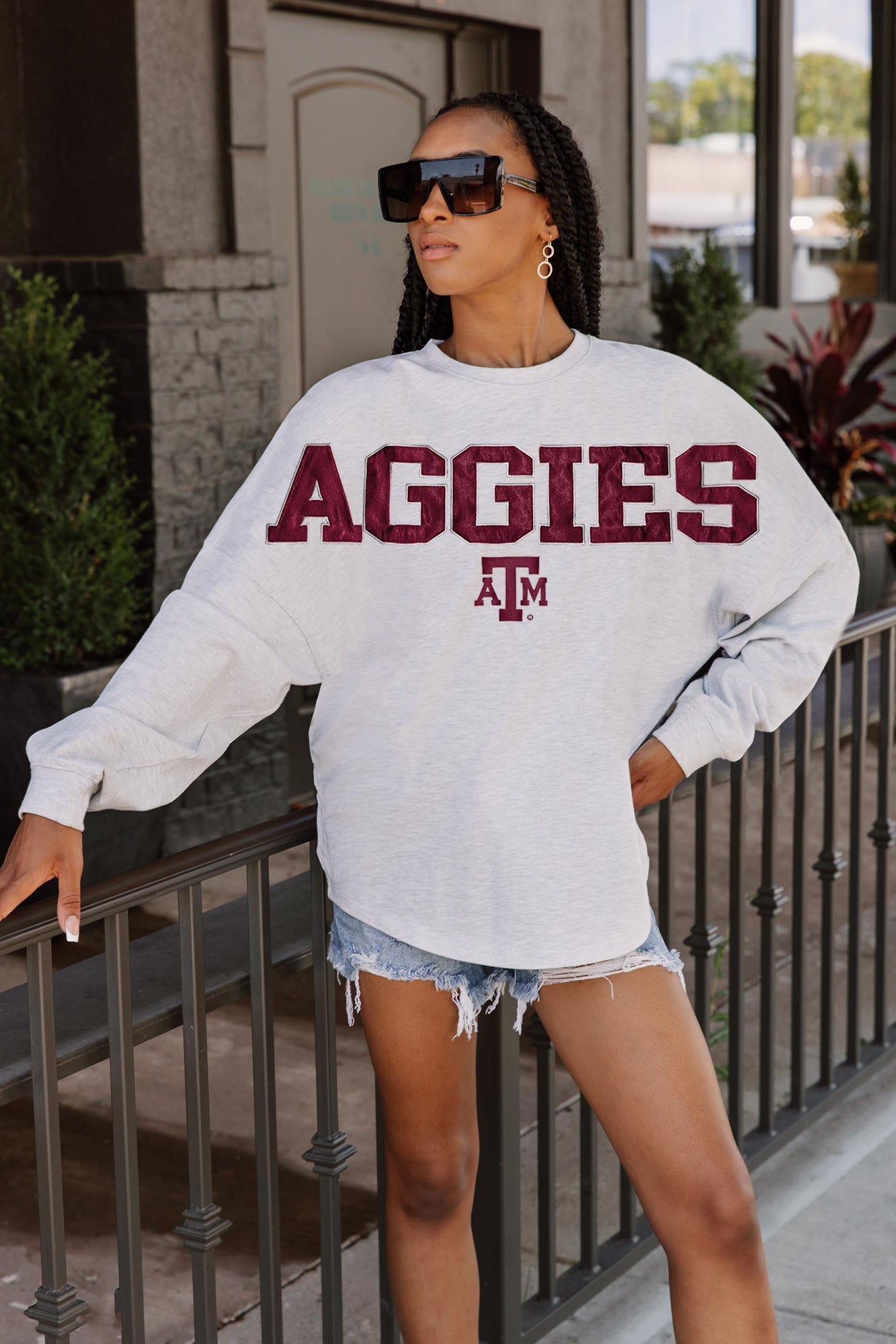 TEXAS A&M AGGIES READY TO RALLY RELAXED FIT HEATHERED LONG SLEEVE FRENCH TERRY PULLOVER