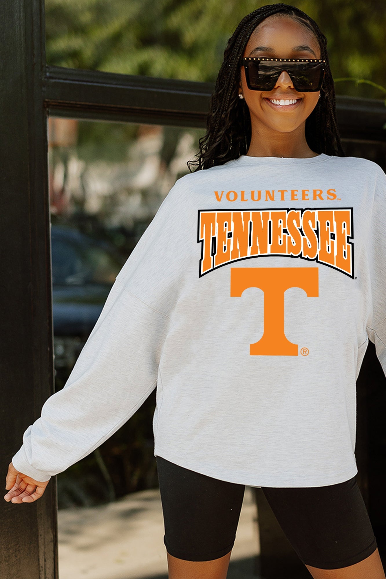 TENNESSEE VOLUNTEERS FIGHTING SPIRIT DROP SHOULDER LONG SLEEVE TEE WITH RIBBED NECKLINE AND CUFFS