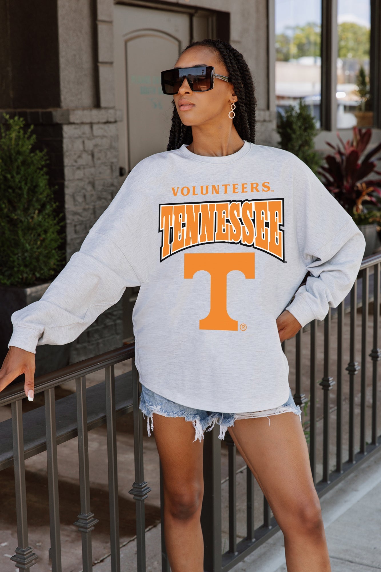 TENNESSEE VOLUNTEERS FIGHTING SPIRIT DROP SHOULDER LONG SLEEVE TEE WITH RIBBED NECKLINE AND CUFFS