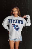 TENNESSEE TITANS BIG GOALS RELAXED FIT HEATHERED LONG SLEEVE FRENCH TERRY PULLOVER