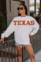 TEXAS LONGHORNS READY TO RALLY RELAXED FIT HEATHERED LONG SLEEVE FRENCH TERRY PULLOVER