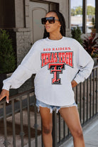 TEXAS TECH RED RAIDERS FIGHTING SPIRIT DROP SHOULDER LONG SLEEVE TEE WITH RIBBED NECKLINE AND CUFFS