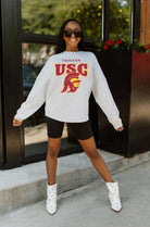 USC TROJANS FIGHTING SPIRIT DROP SHOULDER LONG SLEEVE TEE WITH RIBBED NECKLINE AND CUFFS