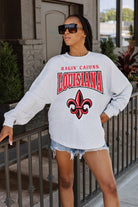 LOUISIANA RAGIN' CAJUNS FIGHTING SPIRIT DROP SHOULDER LONG SLEEVE TEE WITH RIBBED NECKLINE AND CUFFS