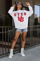 UTAH UTES BIG GOALS DROP SHOULDER LONG SLEEVE TEE WITH RIBBED NECKLINE AND CUFFS