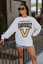 VANDERBILT COMMODORES FIGHTING SPIRIT DROP SHOULDER LONG SLEEVE TEE WITH RIBBED NECKLINE AND CUFFS