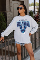 VILLANOVA WILDCATS FIGHTING SPIRIT DROP SHOULDER LONG SLEEVE TEE WITH RIBBED NECKLINE AND CUFFS