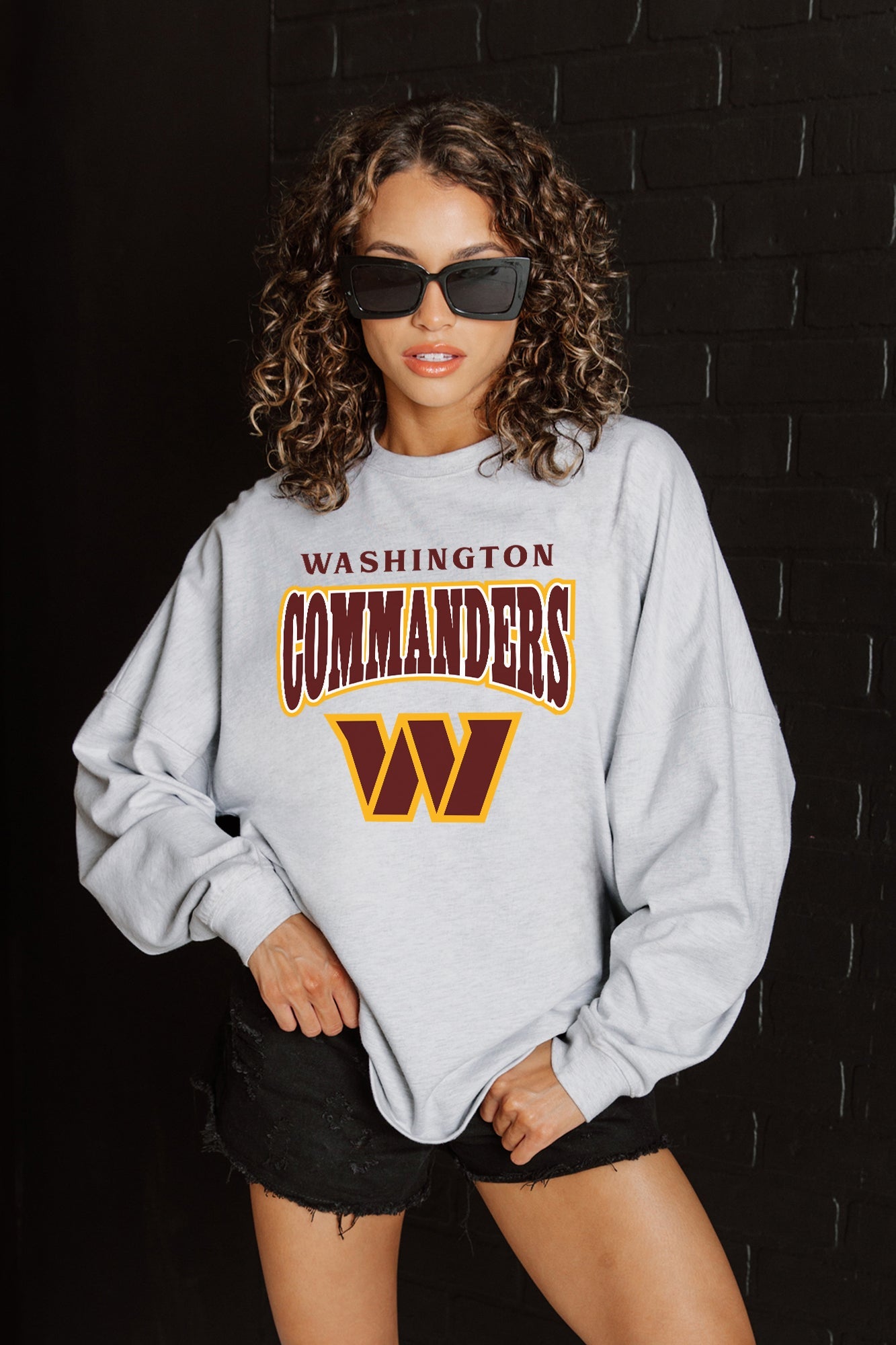 WASHINGTON COMMANDERS FIGHTING SPIRIT RELAXED FIT HEATHERED LONG SLEEVE FRENCH TERRY PULLOVER