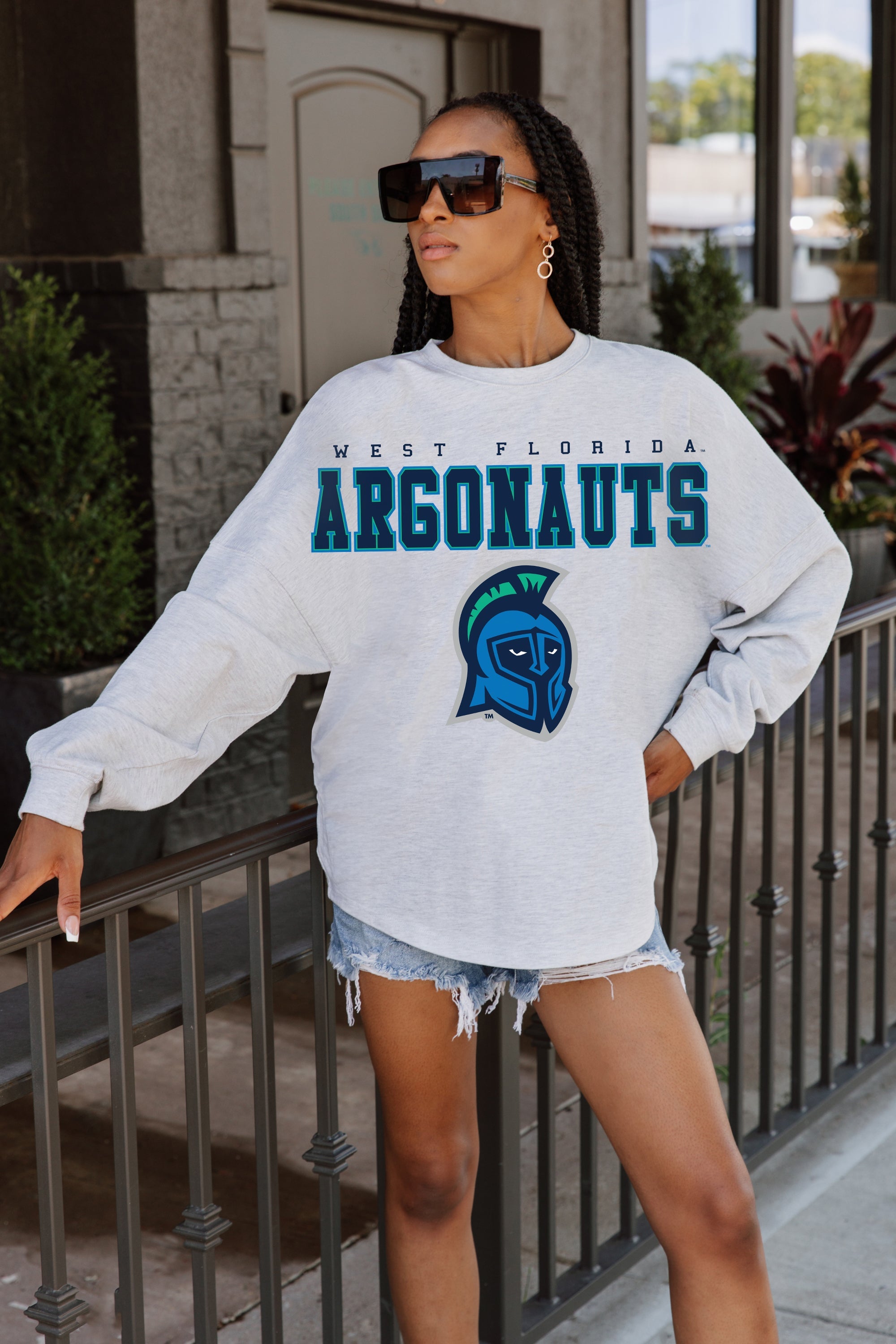 WEST FLORIDA ARGONAUTS BIG GOALS DROP SHOULDER LONG SLEEVE TEE WITH RIBBED NECKLINE AND CUFFS