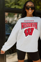 WISCONSIN BADGERS FIGHTING SPIRIT DROP SHOULDER LONG SLEEVE TEE WITH RIBBED NECKLINE AND CUFFS