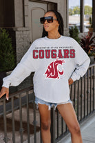 WASHINGTON STATE COUGARS BIG GOALS DROP SHOULDER LONG SLEEVE TEE WITH RIBBED NECKLINE AND CUFFS