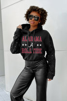 ALABAMA CRIMSON TIDE LIKE A STAR LONG SLEEVE SCRUNCH WAISTBAND HOODIE WITH RHINESTONES