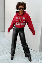 ALABAMA CRIMSON TIDE CAN'T LOSE LONG SLEEVE SCRUNCH WAISTBAND HOODIE WITH RHINESTONES