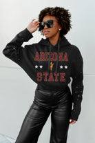 ARIZONA STATE SUN DEVILS LIKE A STAR LONG SLEEVE SCRUNCH WAISTBAND HOODIE WITH RHINESTONES