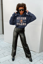 AUBURN TIGERS LIKE A STAR LONG SLEEVE SCRUNCH WAISTBAND HOODIE WITH RHINESTONES