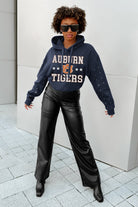 AUBURN TIGERS LIKE A STAR LONG SLEEVE SCRUNCH WAISTBAND HOODIE WITH RHINESTONES