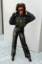 BAYLOR BEARS LIKE A STAR LONG SLEEVE SCRUNCH WAISTBAND HOODIE WITH RHINESTONES