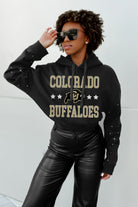 COLORADO BUFFALOES LIKE A STAR LONG SLEEVE SCRUNCH WAISTBAND HOODIE WITH RHINESTONES