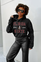 FLORIDA STATE SEMINOLES LIKE A STAR LONG SLEEVE SCRUNCH WAISTBAND HOODIE WITH RHINESTONES