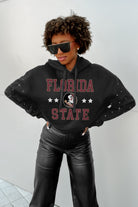 FLORIDA STATE SEMINOLES LIKE A STAR LONG SLEEVE SCRUNCH WAISTBAND HOODIE WITH RHINESTONES