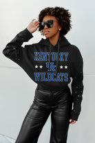 KENTUCKY WILDCATS LIKE A STAR LONG SLEEVE SCRUNCH WAISTBAND HOODIE WITH RHINESTONES