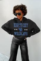 KENTUCKY WILDCATS LIKE A STAR LONG SLEEVE SCRUNCH WAISTBAND HOODIE WITH RHINESTONES