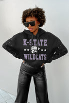 KANSAS STATE WILDCATS LIKE A STAR LONG SLEEVE SCRUNCH WAISTBAND HOODIE WITH RHINESTONES