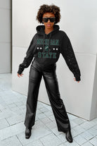 MICHIGAN STATE SPARTANS LIKE A STAR LONG SLEEVE SCRUNCH WAISTBAND HOODIE WITH RHINESTONES