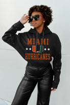 MIAMI HURRICANES LIKE A STAR LONG SLEEVE SCRUNCH WAISTBAND HOODIE WITH RHINESTONES