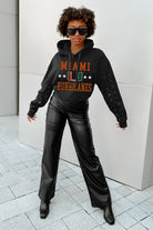 MIAMI HURRICANES LIKE A STAR LONG SLEEVE SCRUNCH WAISTBAND HOODIE WITH RHINESTONES