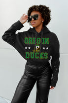 OREGON DUCKS LIKE A STAR LONG SLEEVE SCRUNCH WAISTBAND HOODIE WITH RHINESTONES