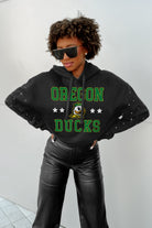 OREGON DUCKS LIKE A STAR LONG SLEEVE SCRUNCH WAISTBAND HOODIE WITH RHINESTONES