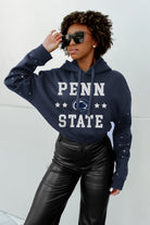 PENN STATE NITTANY LIONS LIKE A STAR LONG SLEEVE SCRUNCH WAISTBAND HOODIE WITH RHINESTONES