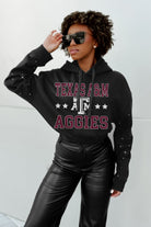 TEXAS A&M AGGIES LIKE A STAR LONG SLEEVE SCRUNCH WAISTBAND HOODIE WITH RHINESTONES