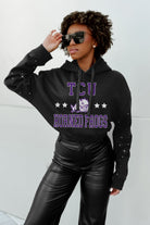 TCU HORNED FROGS LIKE A STAR LONG SLEEVE SCRUNCH WAISTBAND HOODIE WITH RHINESTONES