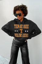 TENNESSEE VOLUNTEERS LIKE A STAR LONG SLEEVE SCRUNCH WAISTBAND HOODIE WITH RHINESTONES