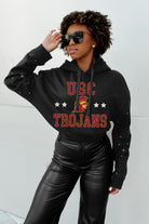 USC TROJANS LIKE A STAR LONG SLEEVE SCRUNCH WAISTBAND HOODIE WITH RHINESTONES