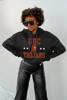 USC TROJANS LIKE A STAR LONG SLEEVE SCRUNCH WAISTBAND HOODIE WITH RHINESTONES