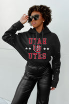 UTAH UTES LIKE A STAR LONG SLEEVE SCRUNCH WAISTBAND HOODIE WITH RHINESTONES