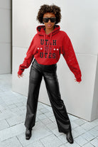 UTAH UTES CAN'T LOSE LONG SLEEVE SCRUNCH WAISTBAND HOODIE WITH RHINESTONES